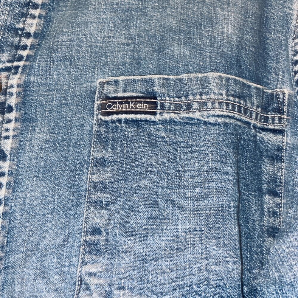 Vintage 90s Calvin Klein Jeans Mens 100% Cotton Overshirt Size XL - Picture 4 of 4